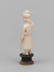 Peón negro, pieza de ajedrez, India, hacia 1820