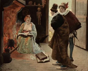 Panurge y Epistemon en la antigua Sibila de Panzoust. Pantagruel. Ilustración de Jules Garnier. En "Rabelais et l