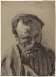 Autorretrato, c.1877 (tiza negra realzada con tiza blanca, sobre papel verjurado gris)