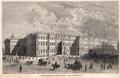 El Palacio Imperial de Invierno en San Petersburgo. Dibujo de Blanchard