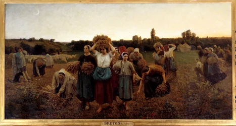 El llamado de las espigadoras. Pintura de Jules Breton (1827-1906), 1859, 0,9 x 1,76 m, París, Museo de Orsay.