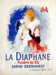 Publicidad de "La Diaphane: Polvo de Arroz" Henriette Rosine Bernard, conocida como Sarah Bernhardt