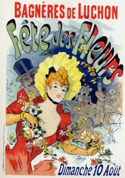 Arte. Entretenimiento. Fiesta de las flores en Bagnères-de-Luchon. Póster de Jules Chéret, Francia, c.1895