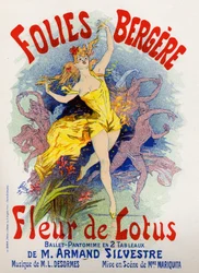 Arte. Entretenimiento. Flor de loto, ballet en el Folies Bergère, París. Cartel de Jules Cheret, Francia