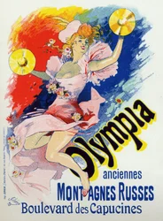 Arte. Entretenimiento. Olympia, music hall en París. Cartel de Jules Cheret, Francia