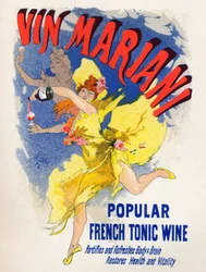 Comida y bebida. Vino tónico francés Mariani (primer vino de coca). Póster de Jules Chéret (1836-1932), Francia