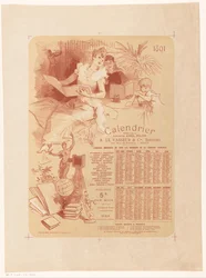 Calendario de la librería Abel Pilon y del editor A. Le Vasseur & Cie para el año 1891