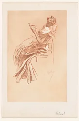 Mujer joven leyendo en una silla