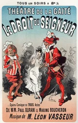 Música. Regla del Señor, opereta de Leon Vasseur. Cartel de Jules Cheret para el primer espectáculo en el Théâtre de la Gaîté, París, Francia