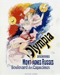 Olympia: antigua montaña rusa, cómic de las Capuchinas - cartel por Jules Cheret