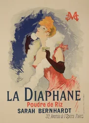 Reproducción de un cartel publicitario de «La Diaphane», polvo facial translúcido, modelado por Sarah Bernhardt (1844-1923), 1890