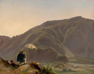 Vista de Bozen con un pintor