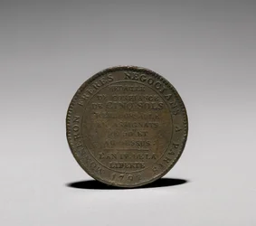 Medalla: Cinco Soles emitidos por los Hermanos Monneron, París, 1792 reverso