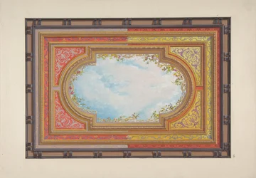 Diseño para un techo pintado con nubes trompe l