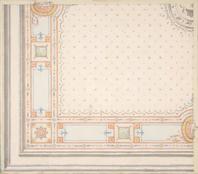 Diseño para un techo (detalle), segunda mitad del siglo XIX. Creadores: Jules-Edmond-Charles Lachaise, Eugène-Pierre Gourdet