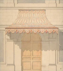 Diseño para un toldo sobre una puerta, de estilo morisco, 1830-97. Creadores: Jules-Edmond-Charles Lachaise, Eugène-Pierre Gourdet.