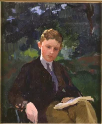 Retrato de Marcel Renoux de unos 13 o 14 años, leyendo