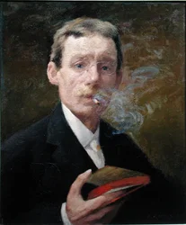 Autorretrato, fumando (dormitorio verde) 1919