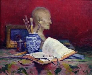 Naturaleza muerta con cabeza de Voltaire
