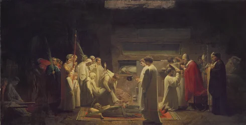Los mártires en las catacumbas, 1855