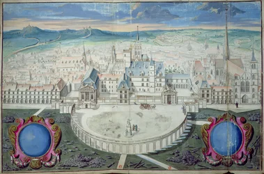 El Palacio de los Duques de Borgoña en Dijon antes de la restauración por Mansart, 1698