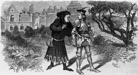 Ilustración para Quentin Durward, novela histórica de Walter Scott (1771-1832), grabado de Jules Huyot (1841-1921)