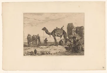 Paisaje con camellos cerca de las ruinas
Sous les murs de Téhéran (Perse) (título en el objeto)