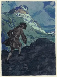 Ilustración para las memorias de Casanova (litografía en color)