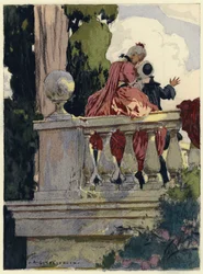 Ilustración para las memorias de Casanova (litografía en color)