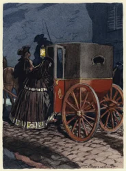 Ilustración para las memorias de Casanova (litografía en color)