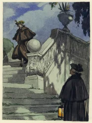 Ilustración para las memorias de Casanova (litografía en color)