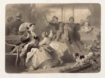 El carrusel en Saint-Cloud, grabado por Regnier, Bettanier y Anthony Morlon (1834-1914)