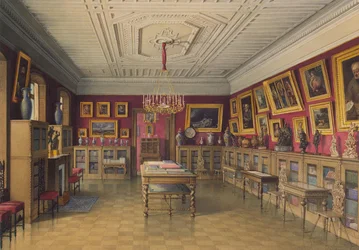 El Palacio Stroganov en San Petersburgo. Biblioteca, 1865