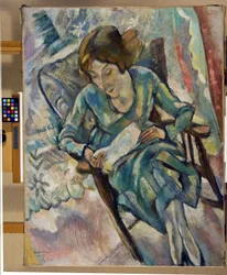 Chica en verde leyendo, 1917