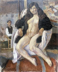 Retrato del pintor Pierre Dubreuil y su modelo hecho por el pintor americano Jules Pascin (1885-1930).
