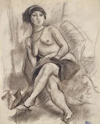 Modelo desnudo sentado
