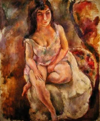 Semidesnudo sentado