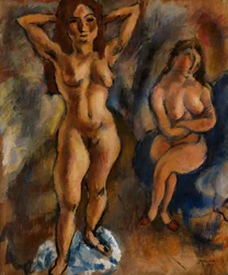 Dos desnudos: uno de pie y otro sentado