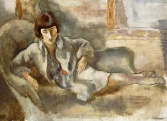Mujer en un sofá