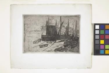 Barcos en Port Erin - Isla de Man (aguafuerte)