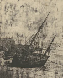 Barcos en Peel - Isla de Man, 1889
