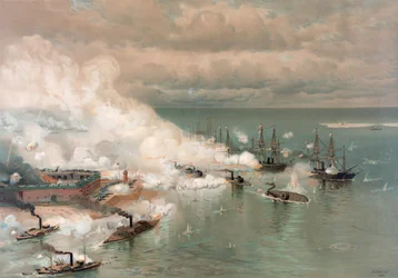 Batalla de la bahía de Mobile por Louis Prang (1824-1909)
