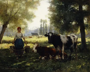 Una Lechera con sus Vacas en un Día de Verano