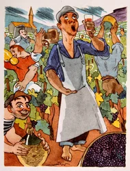 Viñedo francés. 1944. Ilustración de Julien Pavil