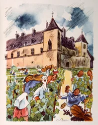 Viñedo francés. 1944. Ilustración de Julien Pavil