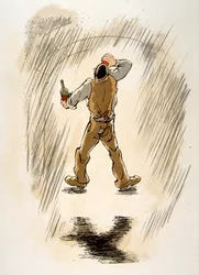 Ilustración humorística del vino 1946.Ilustración de Julien Pavil