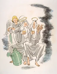 Ilustración humorística del vino 1946.Ilustración de Julien Pavil