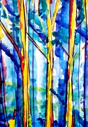 Bosque abstracto en acuarela