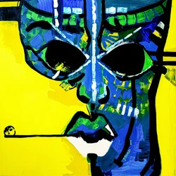 Rostro vibrante de fumador