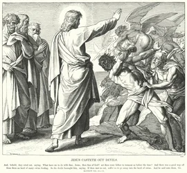 Jesús expulsa demonios (grabado)